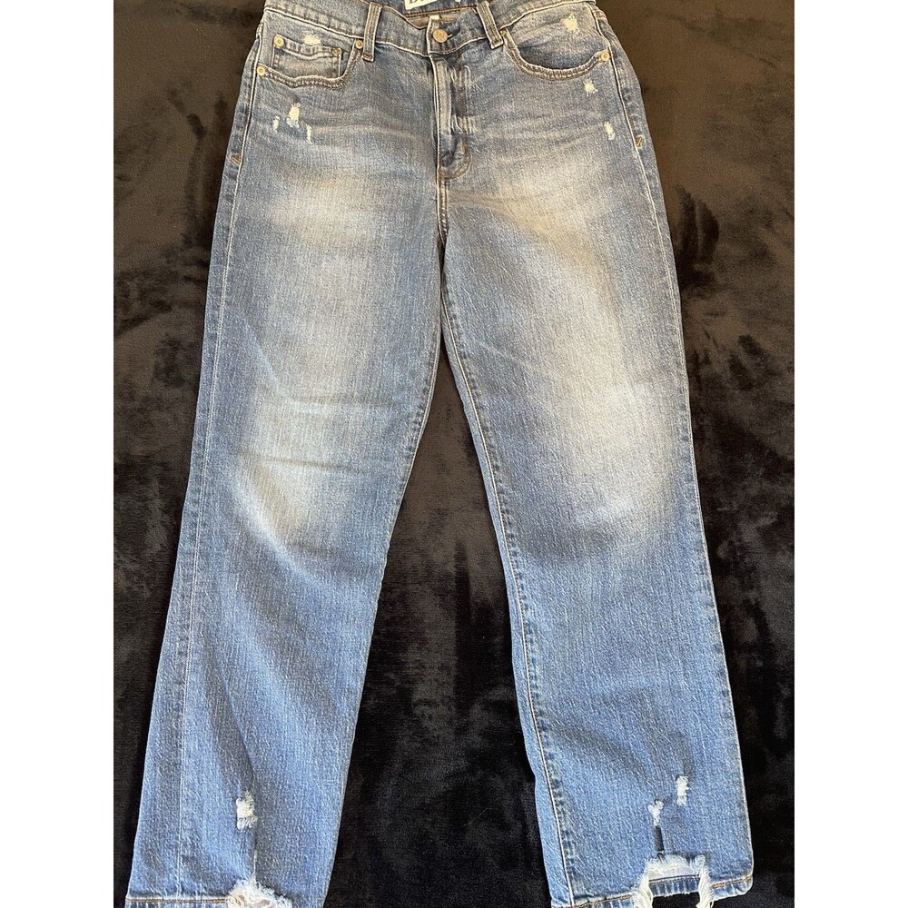 Daze NEW womens raw hem 'Tough Love' 5-pocket jeans size 28 relaxed straight leg